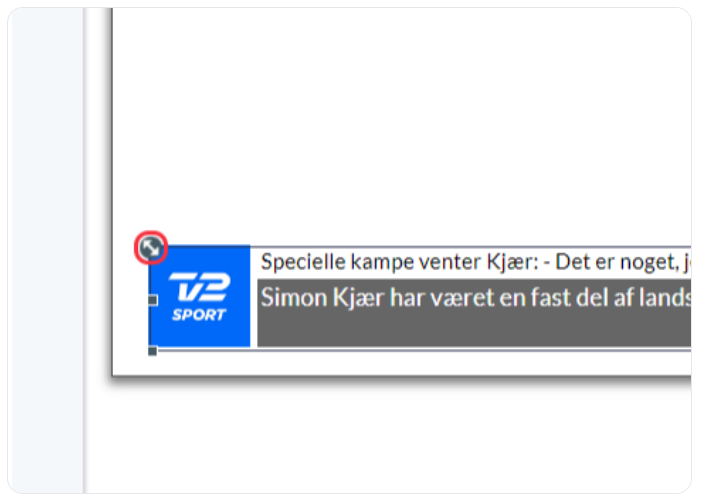 Close-up of a news ticker on a screen displaying a sports headline about Simon Kjær.