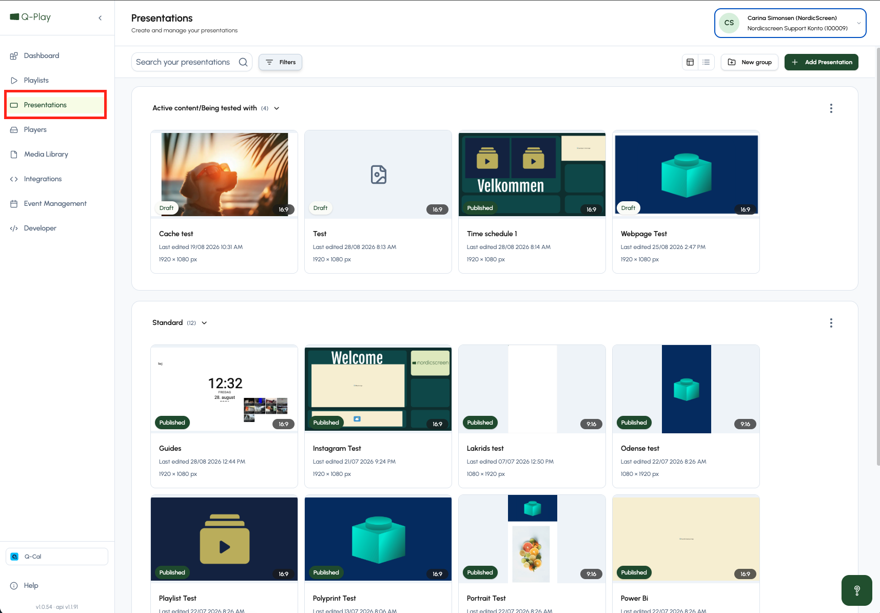 Select a presentation