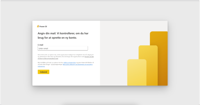 Power BI sign-in page requesting email address to check for an existing account.