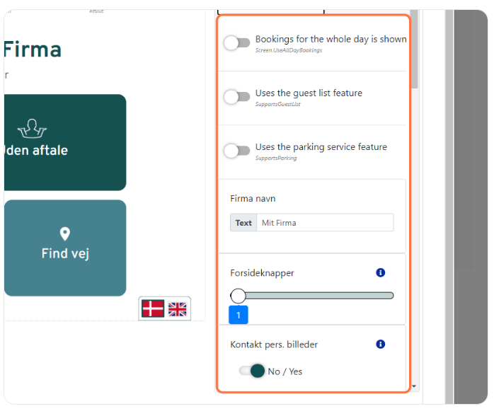 Screen design for digital check-in with options and company information, including buttons for 'No appointment' and 'Find way'.